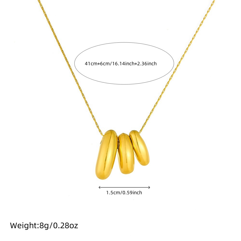 Stylish and simple multi-strand geometric pendant, gold-plated chain, stainless steel, versatile jewelry, clavicle necklace for women.