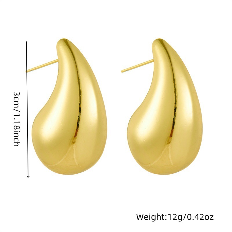 European and American style, high-end, gold-plated hollow teardrop pendant stainless steel earrings, bracelets, and necklace set