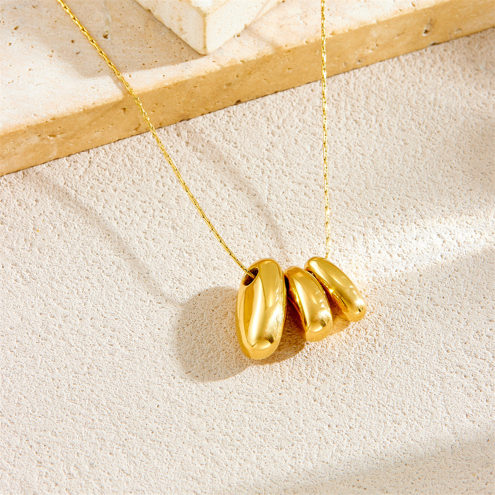 Stylish and simple multi-strand geometric pendant, gold-plated chain, stainless steel, versatile jewelry, clavicle necklace for women.