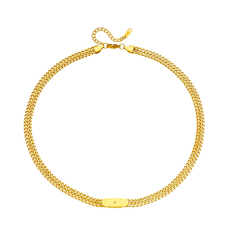 European and American hip-hop popular titanium steel square plaque spliced Cuban chain street punk fashion unique niche necklace