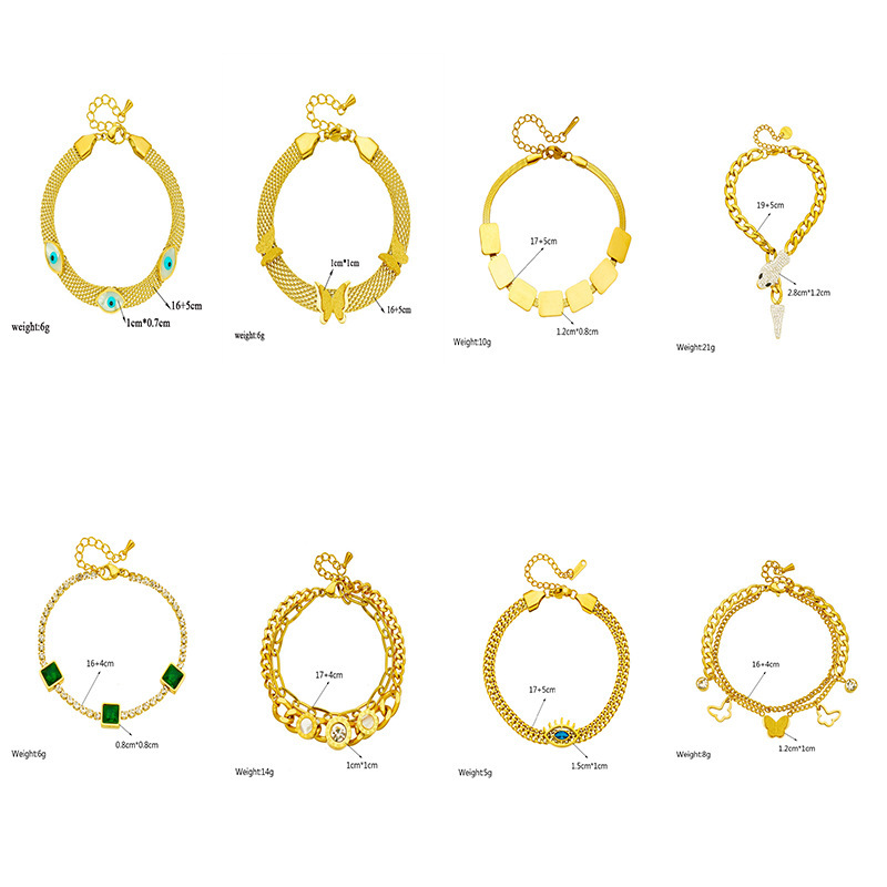 European and American style niche design retro high-end metal chain titanium steel diamond-encrusted hollow butterfly pendant bracelet