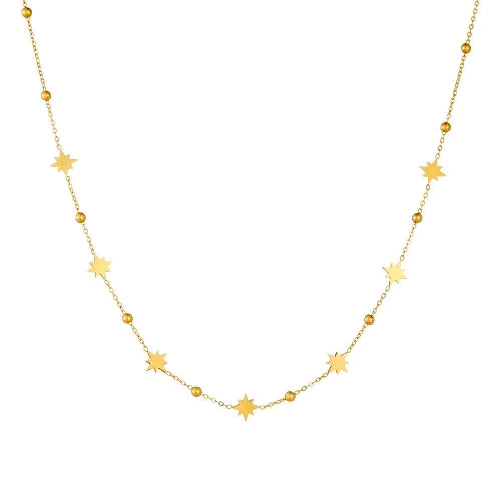 Cross-border fashion, simple and versatile, thin chain, smooth accessories, auspicious cloud, teardrop, heart, eight-pointed star stainless steel necklace