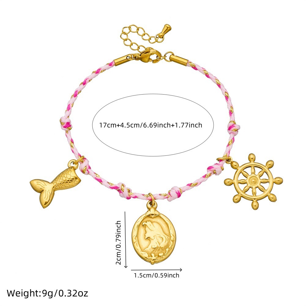 New hot-selling handmade woven colorful rope bohemian multi-element gold-plated marine life pendant necklace and bracelet