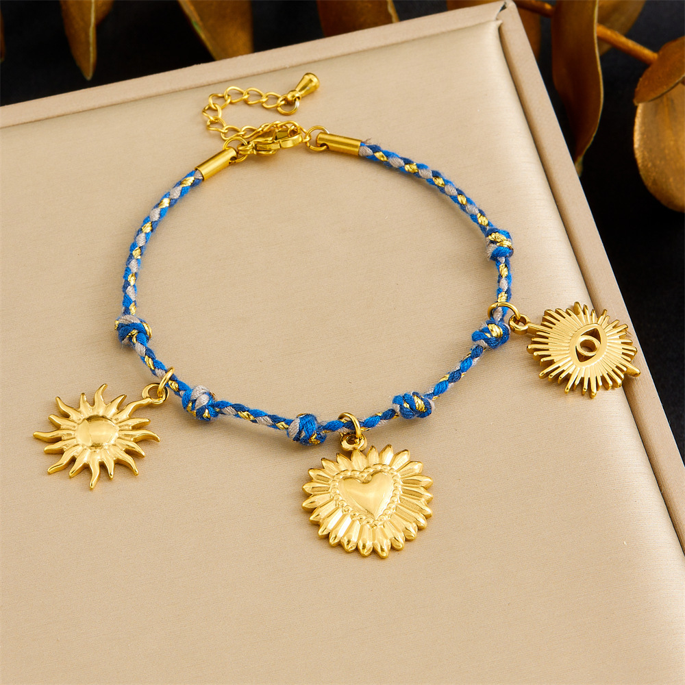 New hot-selling handmade woven colorful rope bohemian multi-element gold-plated marine life pendant necklace and bracelet