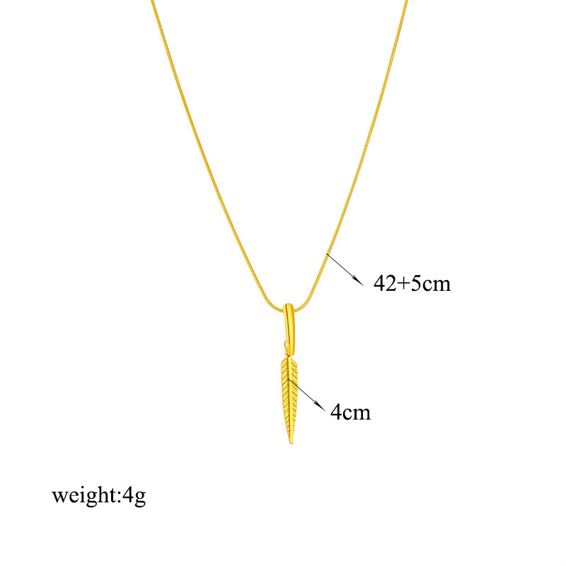 European and American style cross-border minimalist triangular long leaf pendant titanium steel metal non-fading versatile jewelry necklace