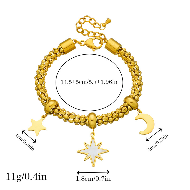 European and American style metal retro stainless steel gold-plated flower moon star turquoise accessories pendant chain bracelet