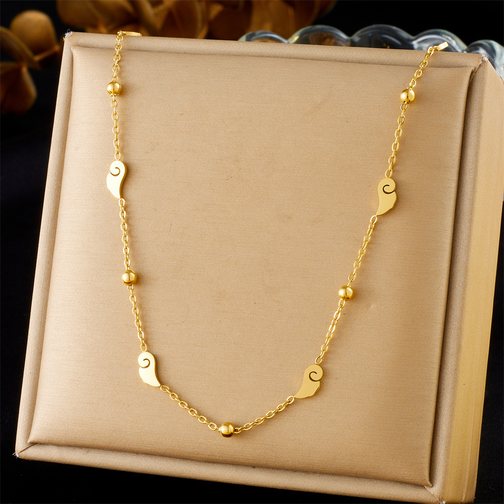 Cross-border fashion, simple and versatile, thin chain, smooth accessories, auspicious cloud, teardrop, heart, eight-pointed star stainless steel necklace