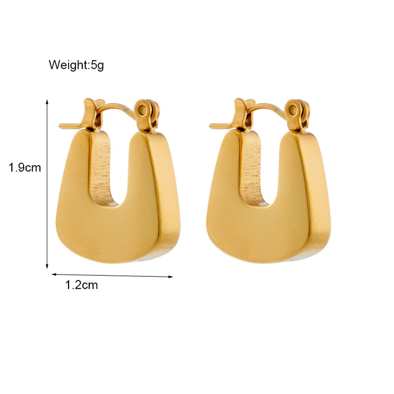 European and American style minimalist, versatile, fashionable unisex U-shaped geometric titanium steel metal retro cool style earrings studs
