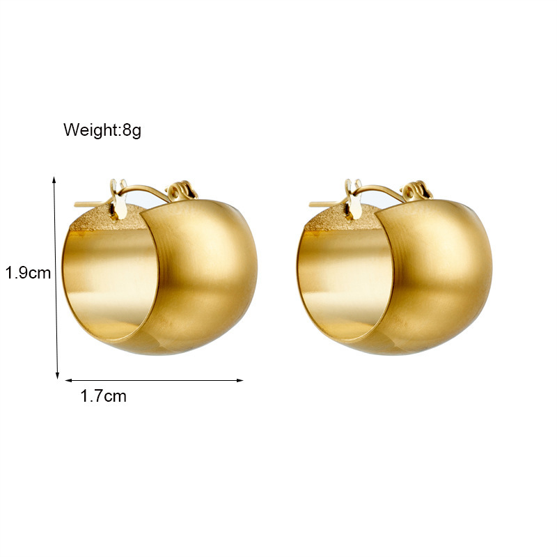 European and American style, commuting, minimalist, sophisticated, cool, geometric round metal titanium steel versatile jewelry earrings