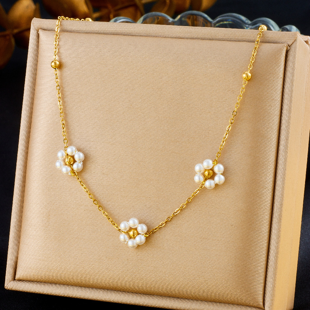 Fashionable and minimalist new Chinese retro style pearl flower accessories chain tassel long earrings necklace bracelet