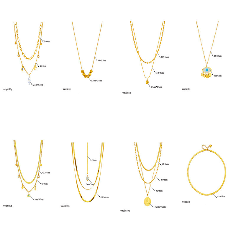 Fashionable, niche, minimalist design, metal titanium steel jewelry, versatile clavicle chain, pearl round pendant, eye-shaped necklace.