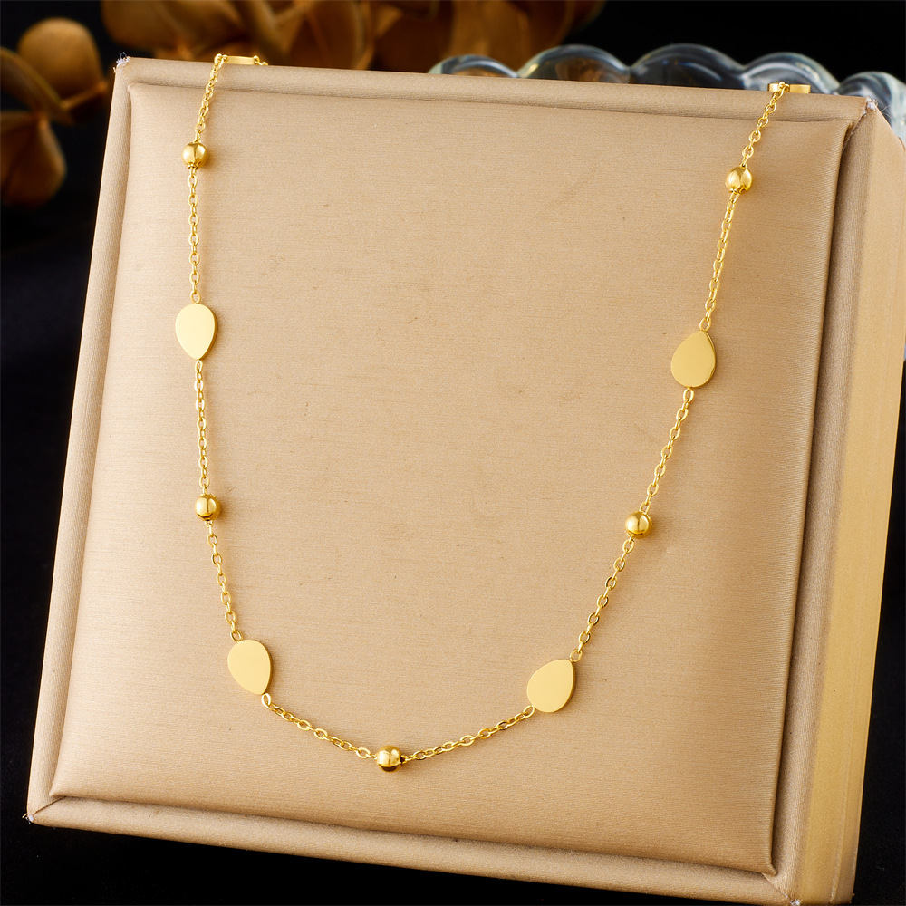 Cross-border fashion, simple and versatile, thin chain, smooth accessories, auspicious cloud, teardrop, heart, eight-pointed star stainless steel necklace