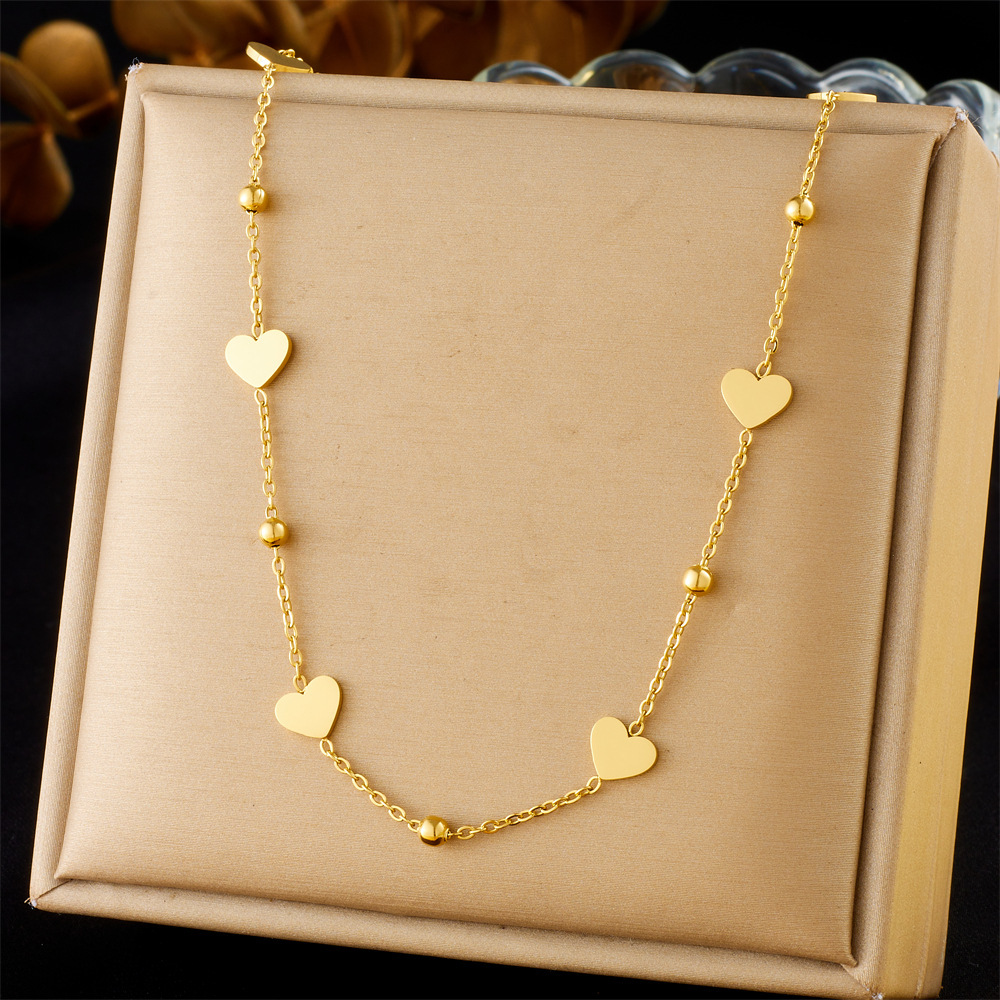 Cross-border fashion, simple and versatile, thin chain, smooth accessories, auspicious cloud, teardrop, heart, eight-pointed star stainless steel necklace