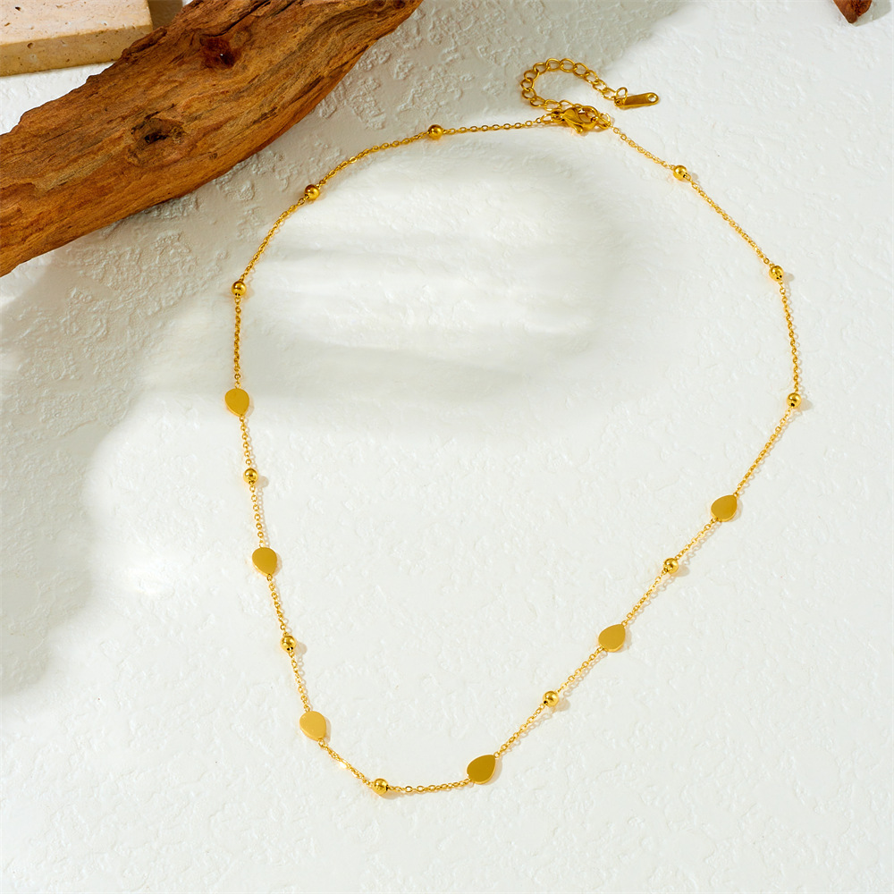 Cross-border fashion, simple and versatile, thin chain, smooth accessories, auspicious cloud, teardrop, heart, eight-pointed star stainless steel necklace