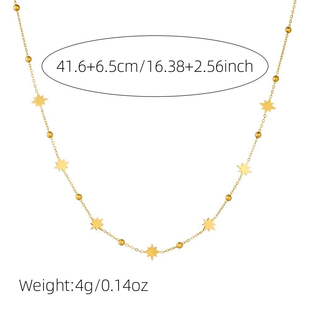 Cross-border fashion, simple and versatile, thin chain, smooth accessories, auspicious cloud, teardrop, heart, eight-pointed star stainless steel necklace