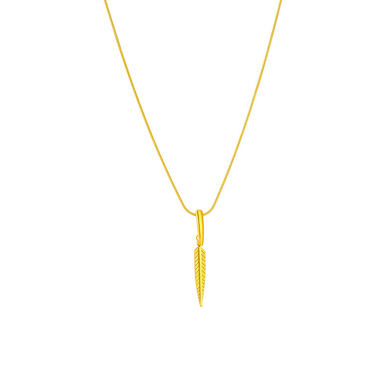 European and American style cross-border minimalist triangular long leaf pendant titanium steel metal non-fading versatile jewelry necklace