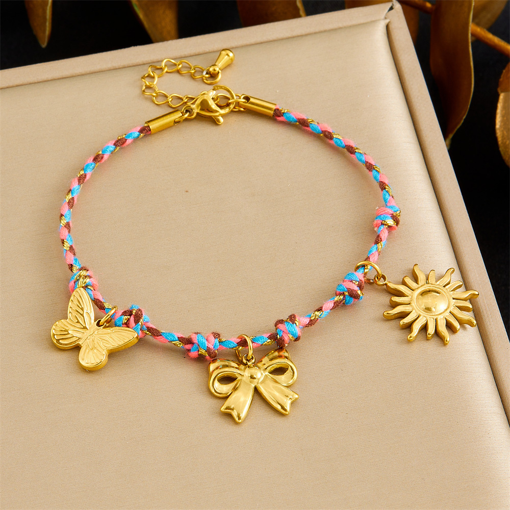 New hot-selling handmade woven colorful rope bohemian multi-element gold-plated marine life pendant necklace and bracelet