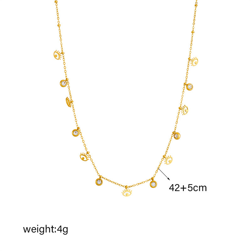 European and American style niche minimalist exquisite petite diamond-encrusted hollow eye pendant chain titanium steel jewelry necklace