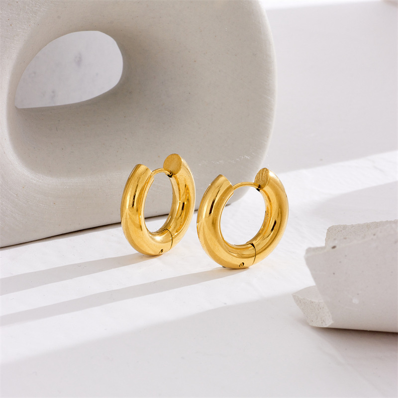 European and American style minimalist ins style metal titanium steel niche design cool temperament versatile hoop earrings