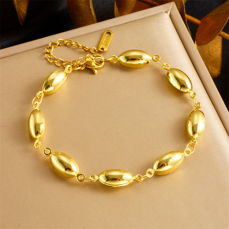 European and American cross-border minimalist punk oval teardrop geometric accessories connecting stainless steel jewelry bracelet