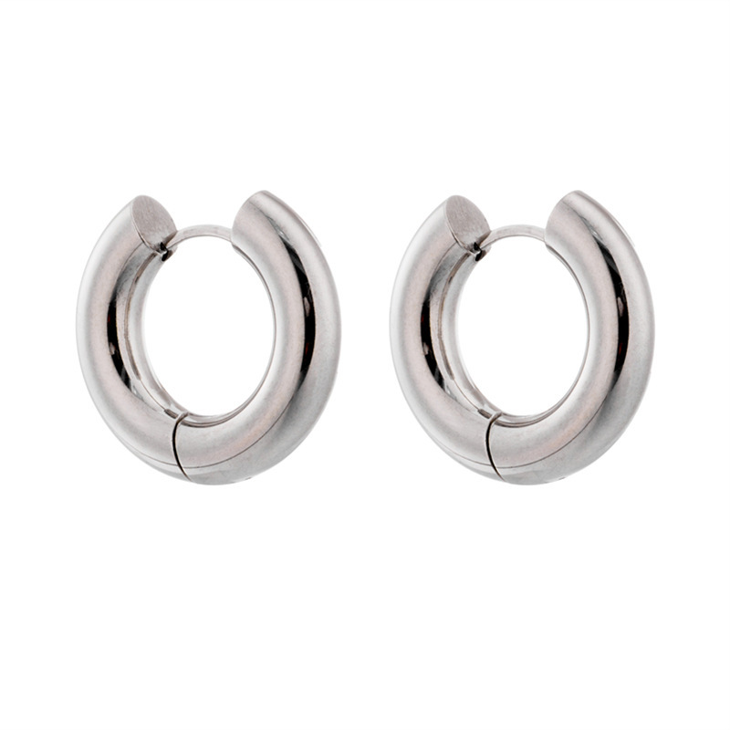 European and American style minimalist ins style metal titanium steel niche design cool temperament versatile hoop earrings