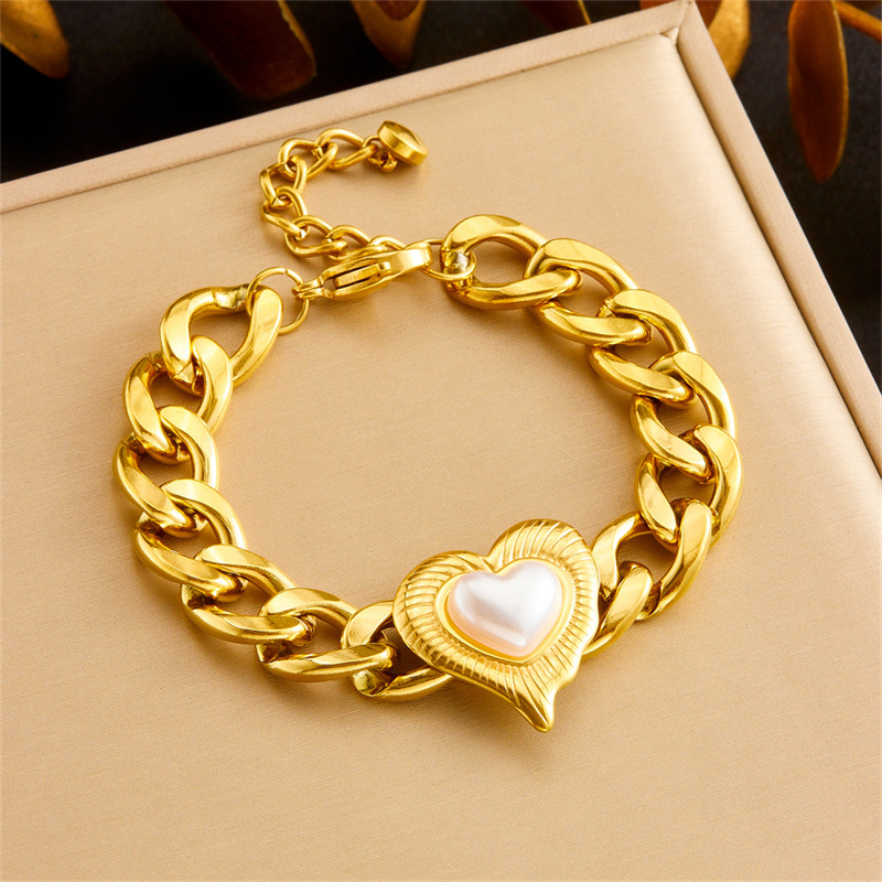 Fashionable and luxurious round pearl and diamond necklace, elegant choker, stainless steel bracelet, cross-border wholesale set