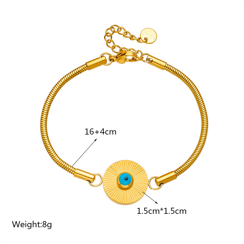 European and American style, high-end, light luxury, niche, retro, versatile titanium steel round pendant with diamonds and five-pointed star eyes bracelet