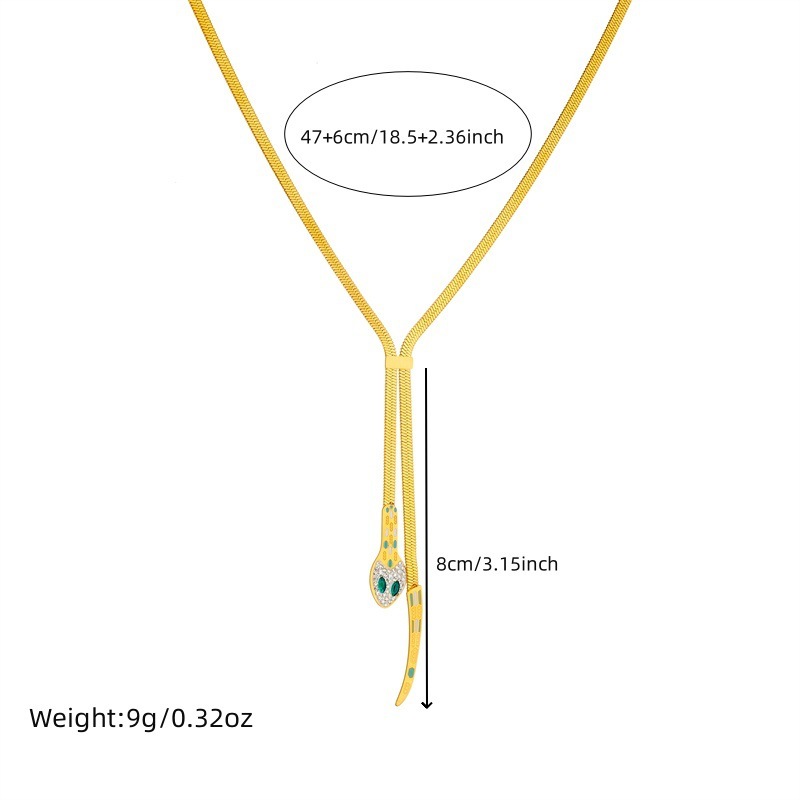 European and American cross-border full diamond snake head snake tail snake bone chain heavy-duty high-end stainless steel gold-plated chain women's necklace