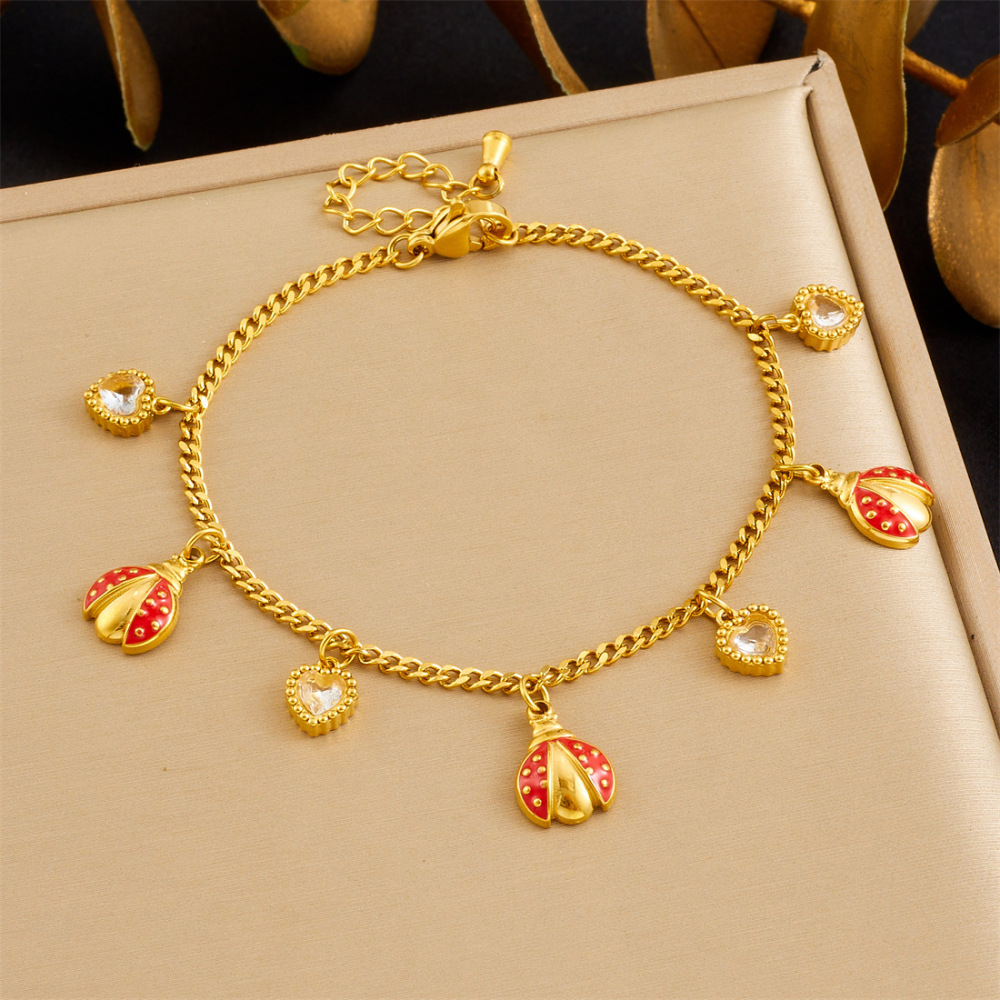 New cross-border minimalist and exquisite thin chain stainless steel bracelet with dripping lip geometric rhinestone butterfly accessory.