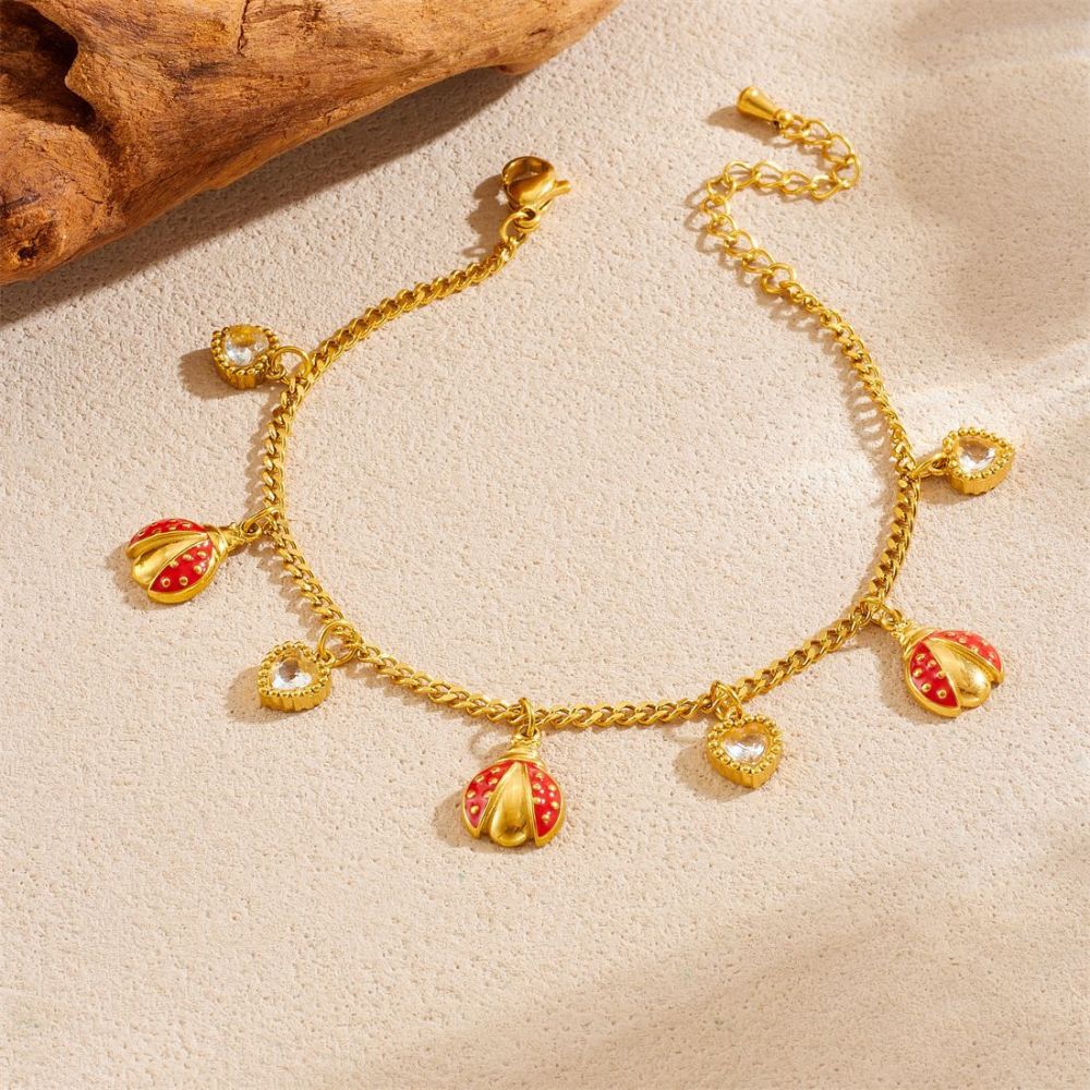 New cross-border minimalist and exquisite thin chain stainless steel bracelet with dripping lip geometric rhinestone butterfly accessory.