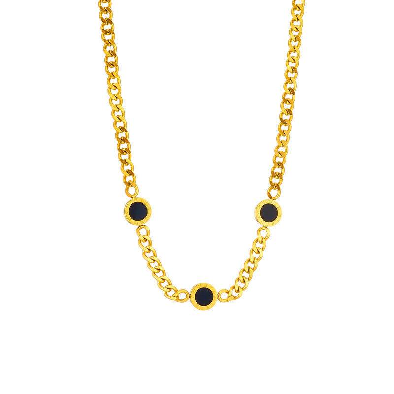 Stylish, unique, minimalist, punk, retro, hip-hop, sophisticated round chain titanium steel metal necklace