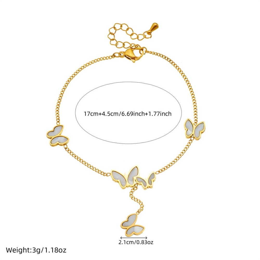 New cross-border minimalist and exquisite thin chain stainless steel bracelet with dripping lip geometric rhinestone butterfly accessory.