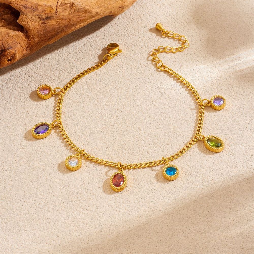 New cross-border minimalist and exquisite thin chain stainless steel bracelet with dripping lip geometric rhinestone butterfly accessory.