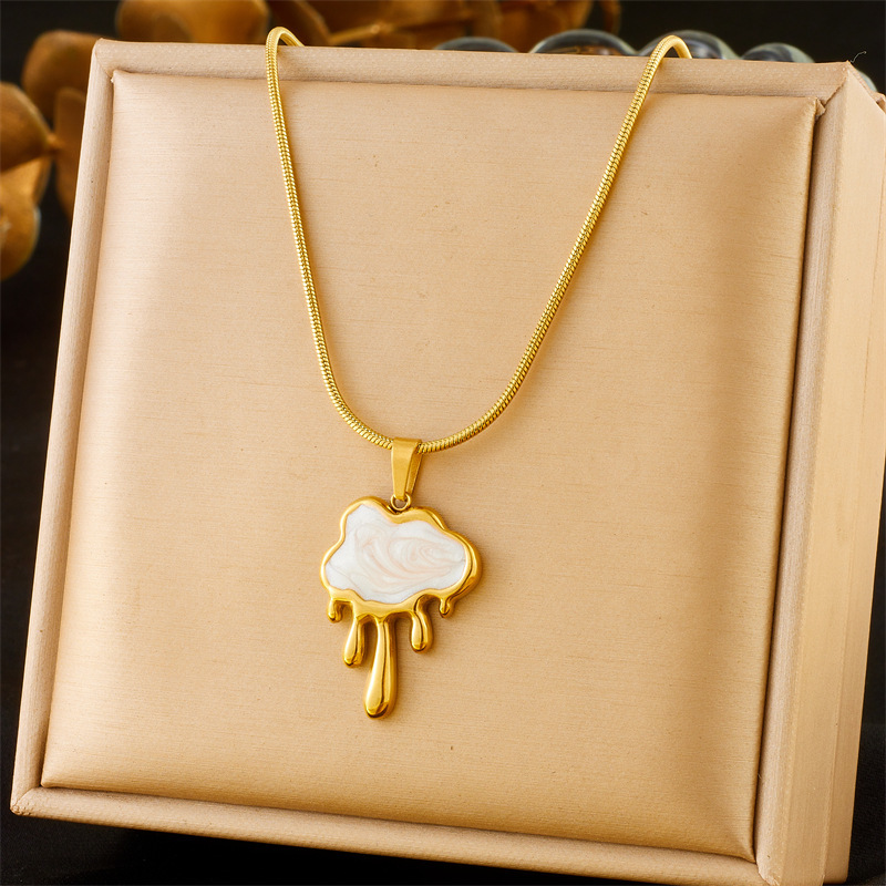 European and American style, simple and versatile, irregular lava white shell cloud accessory chain necklace earring jewelry set