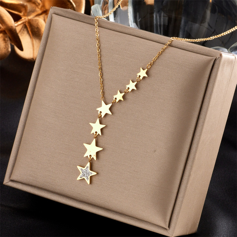European and American fashion niche design minimalist jewelry clavicle chain punk hip hop titanium steel gold-plated chain necklace