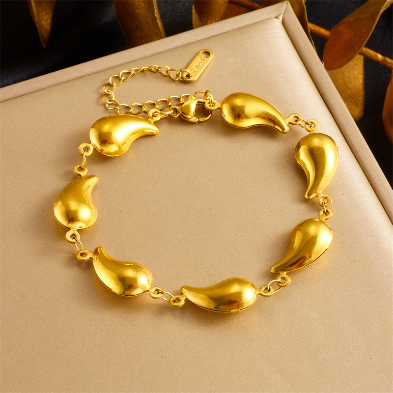 European and American cross-border minimalist punk oval teardrop geometric accessories connecting stainless steel jewelry bracelet