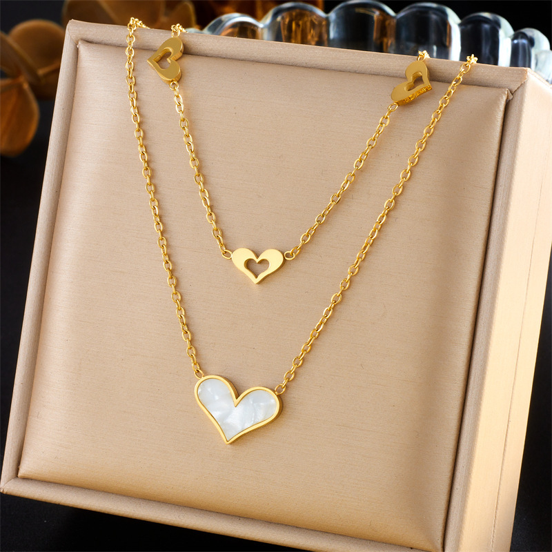European and American style retro-inspired, fashionable gold-plated stainless steel multi-layered irregular chain necklace