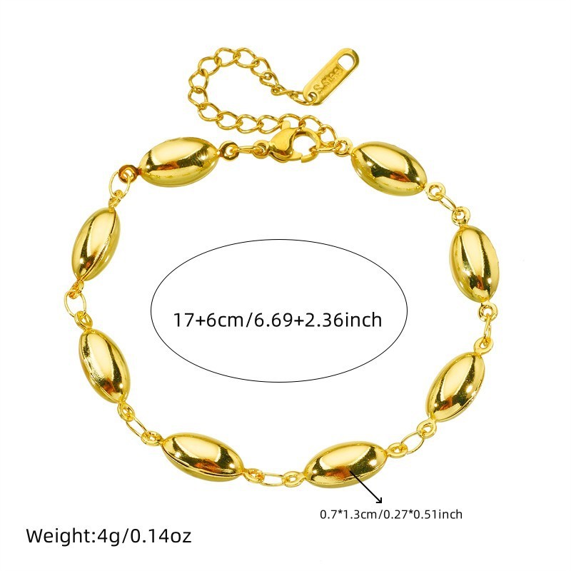 European and American cross-border minimalist punk oval teardrop geometric accessories connecting stainless steel jewelry bracelet