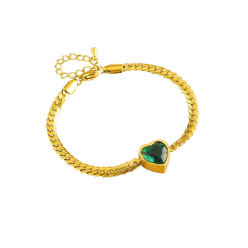 European and American style retro minimalist rhinestone-encrusted heart crisscross braid chain bracelet