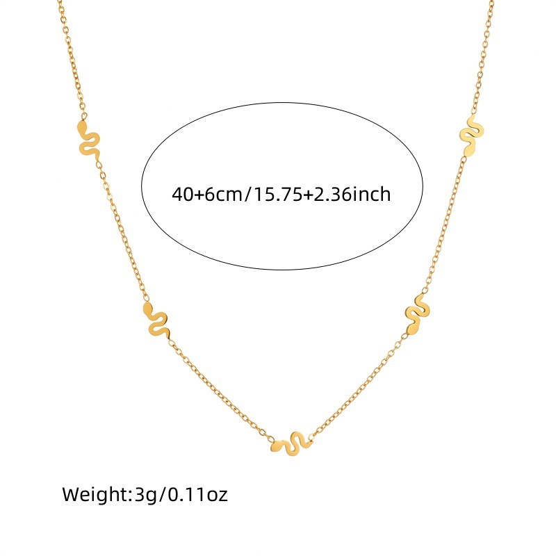 European and American cross-border fashion minimalist glossy gold-plated stainless steel snake accessories pendant chain necklace earring bracelet set