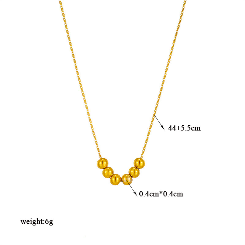 Korean style, simple and fashionable, unique gold round beaded titanium steel chain necklace with niche design.