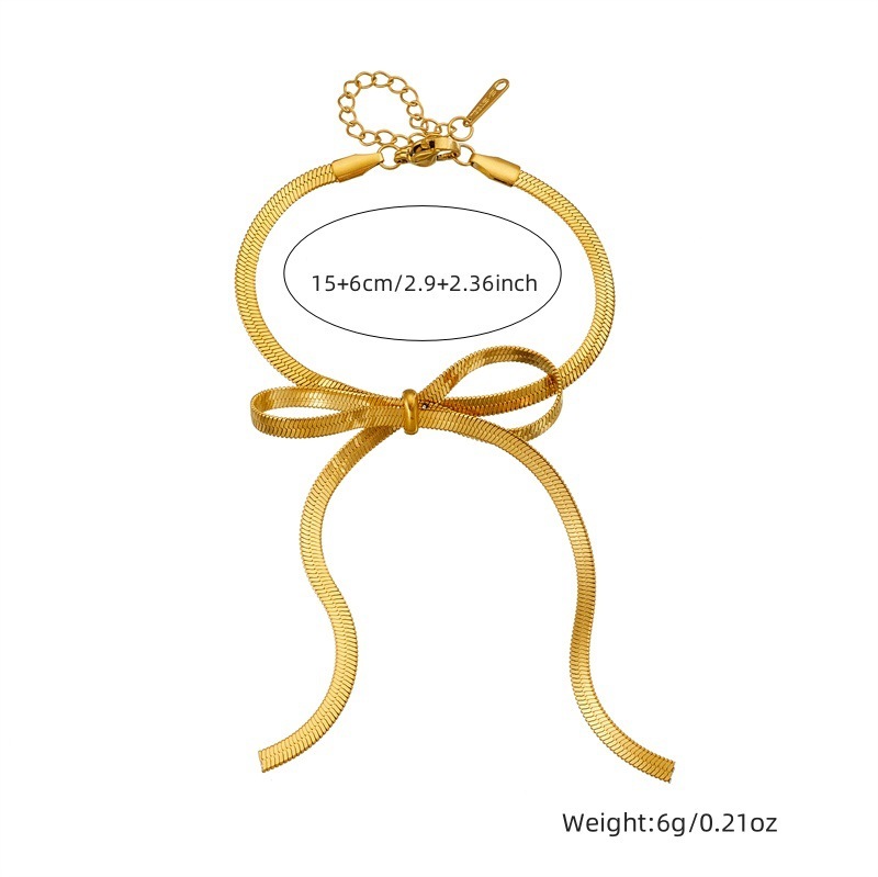 Cross-border fashion minimalist design gold-plated stainless steel bow snake chain accessory bracelet