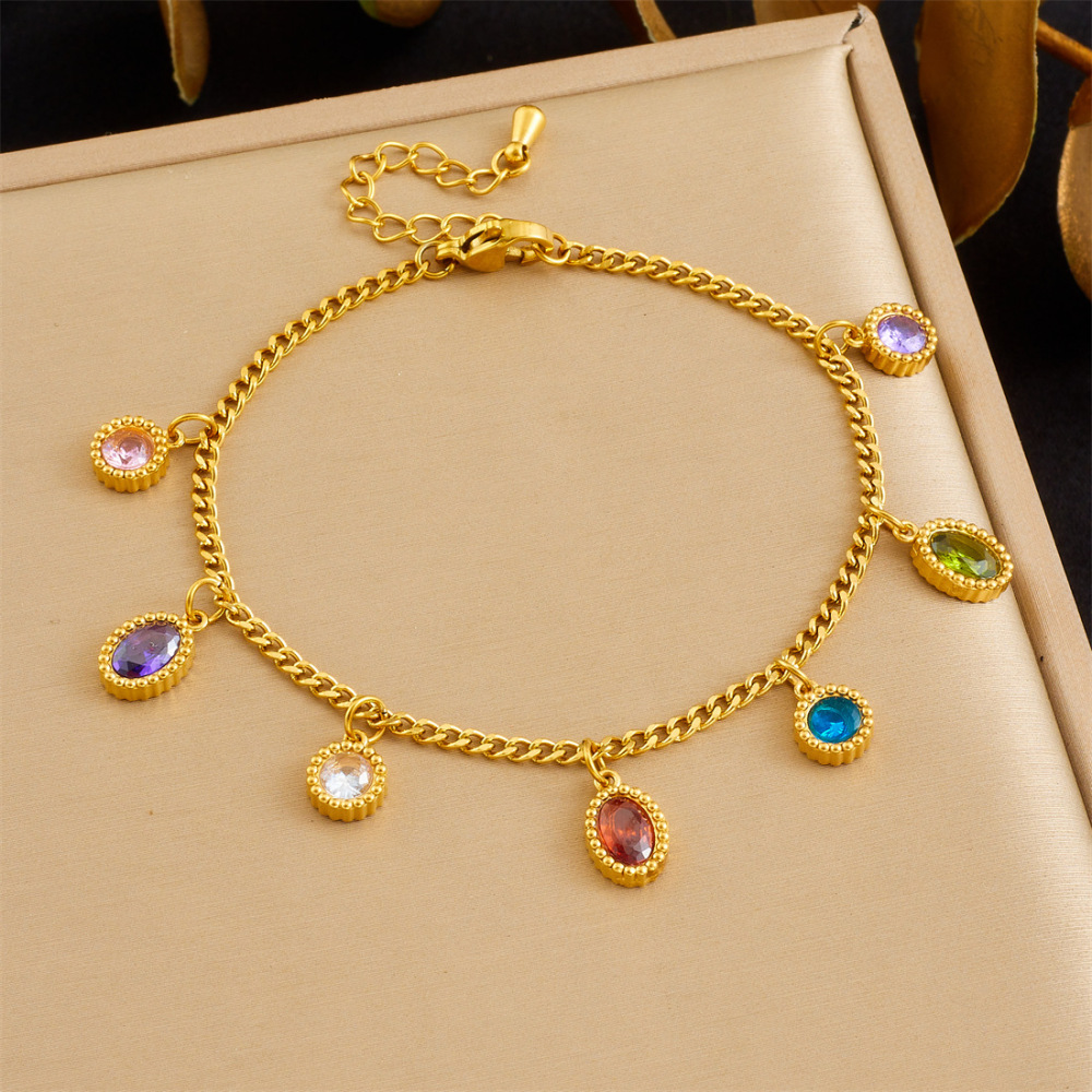 New cross-border minimalist and exquisite thin chain stainless steel bracelet with dripping lip geometric rhinestone butterfly accessory.