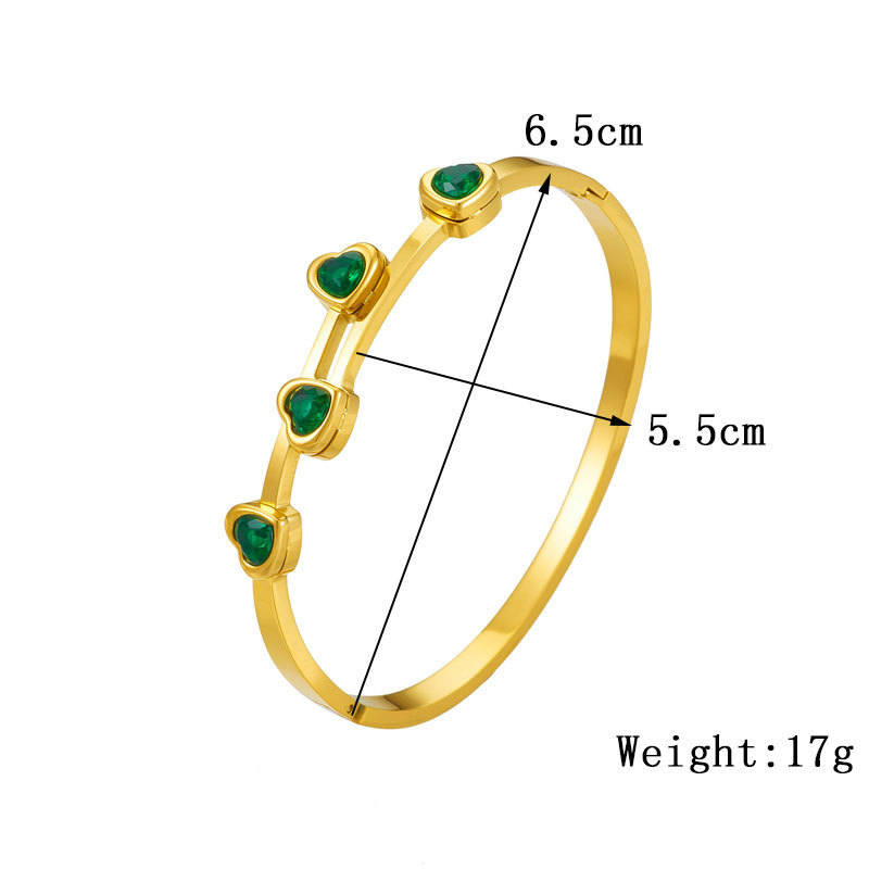 European and American style niche versatile zircon heart accessories gold-plated titanium steel jewelry bracelet