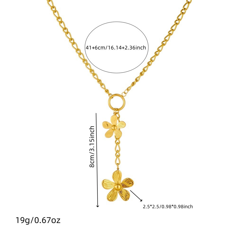 Fashionable cross-border stainless steel long tassel round pendant flower sun moon teardrop rhinestone heart clavicle chain, new spring/summer style necklace.