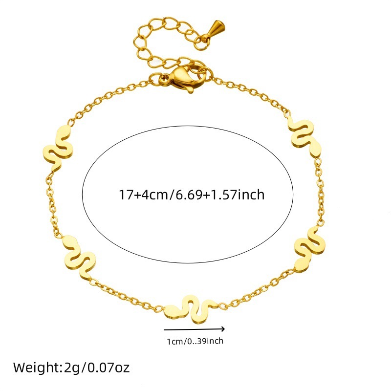 European and American cross-border fashion minimalist glossy gold-plated stainless steel snake accessories pendant chain necklace earring bracelet set