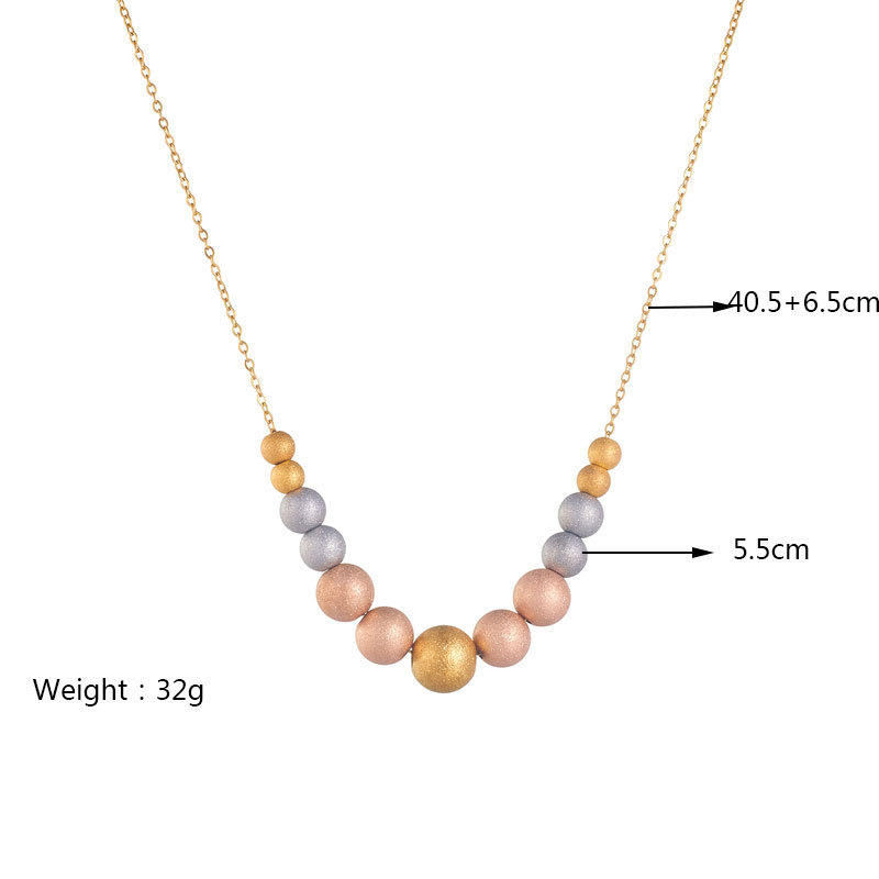 European and American fashion niche design personalized retro colorful beaded titanium steel chain necklace