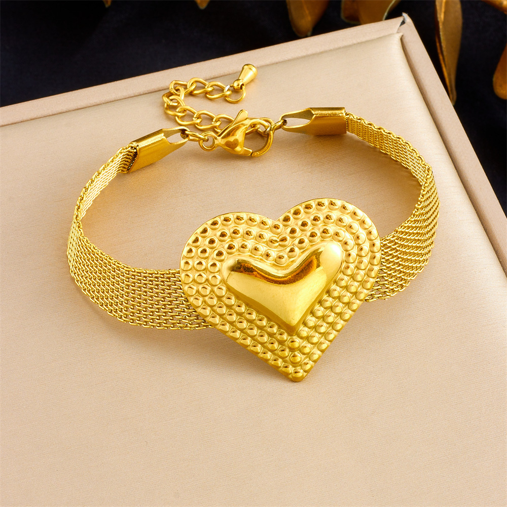 Cross-border fashion creative minimalist wide mesh chain jewelry stainless steel gold-plated heart star irregular necklace