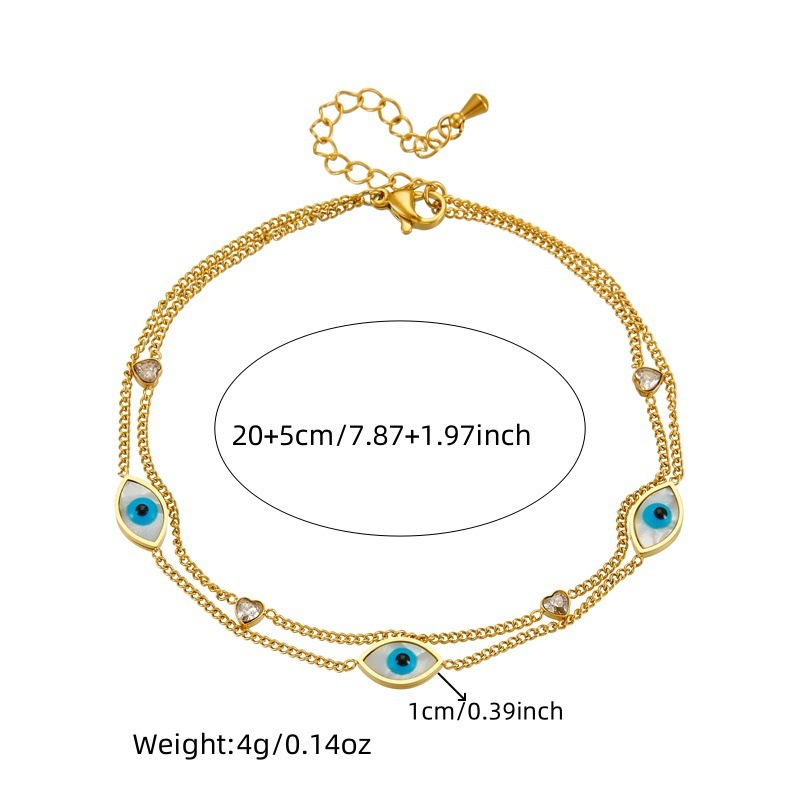 European and American style niche minimalist double-layered eye butterfly flower Roman round pendant accessories stainless steel anklet