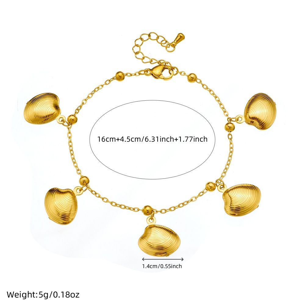 Cross-border best-selling summer ocean-themed gold-plated tropical fish, starfish, and scallop stainless steel resort-style premium bracelet